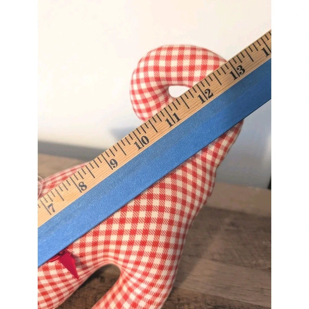 Vintage‎ Handmade Gingham Red White Cat Shelf Sitter Country Cottage Core Sturdy